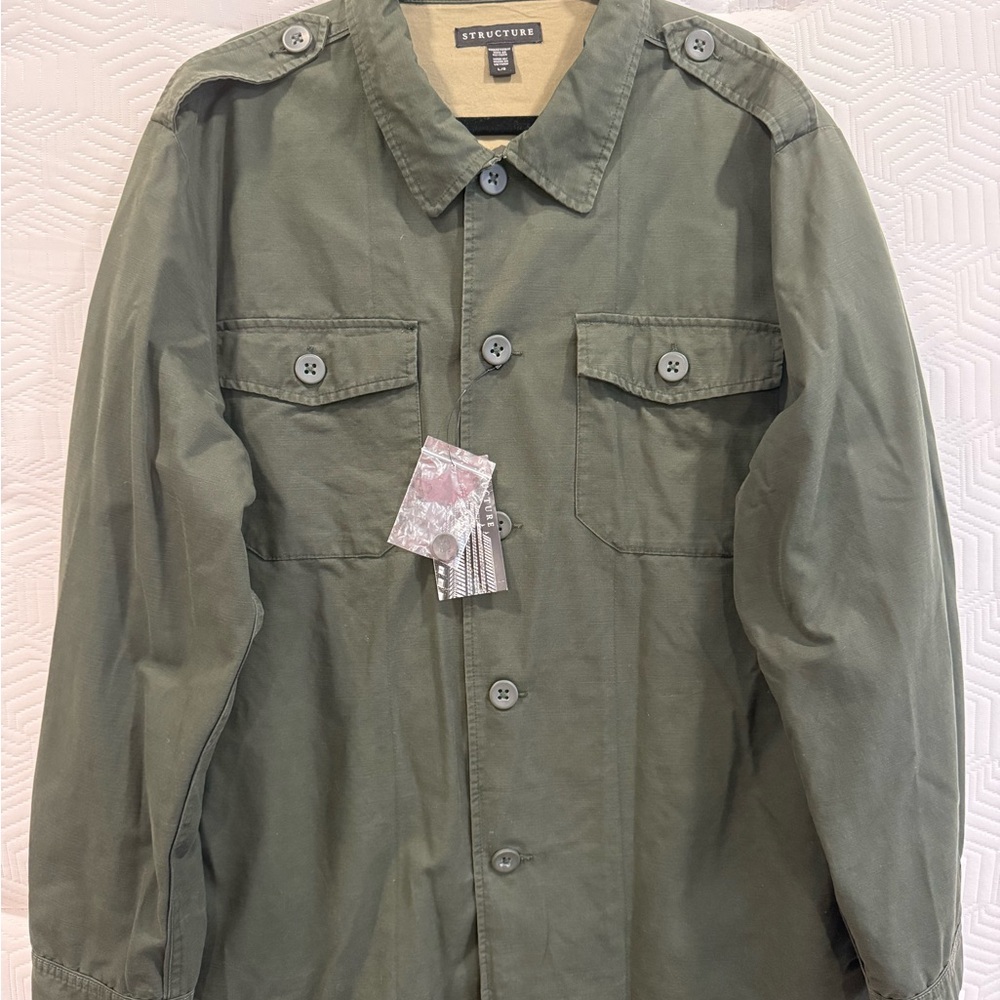 Vintage Structure Men's Olive Green Military Jacket NWT